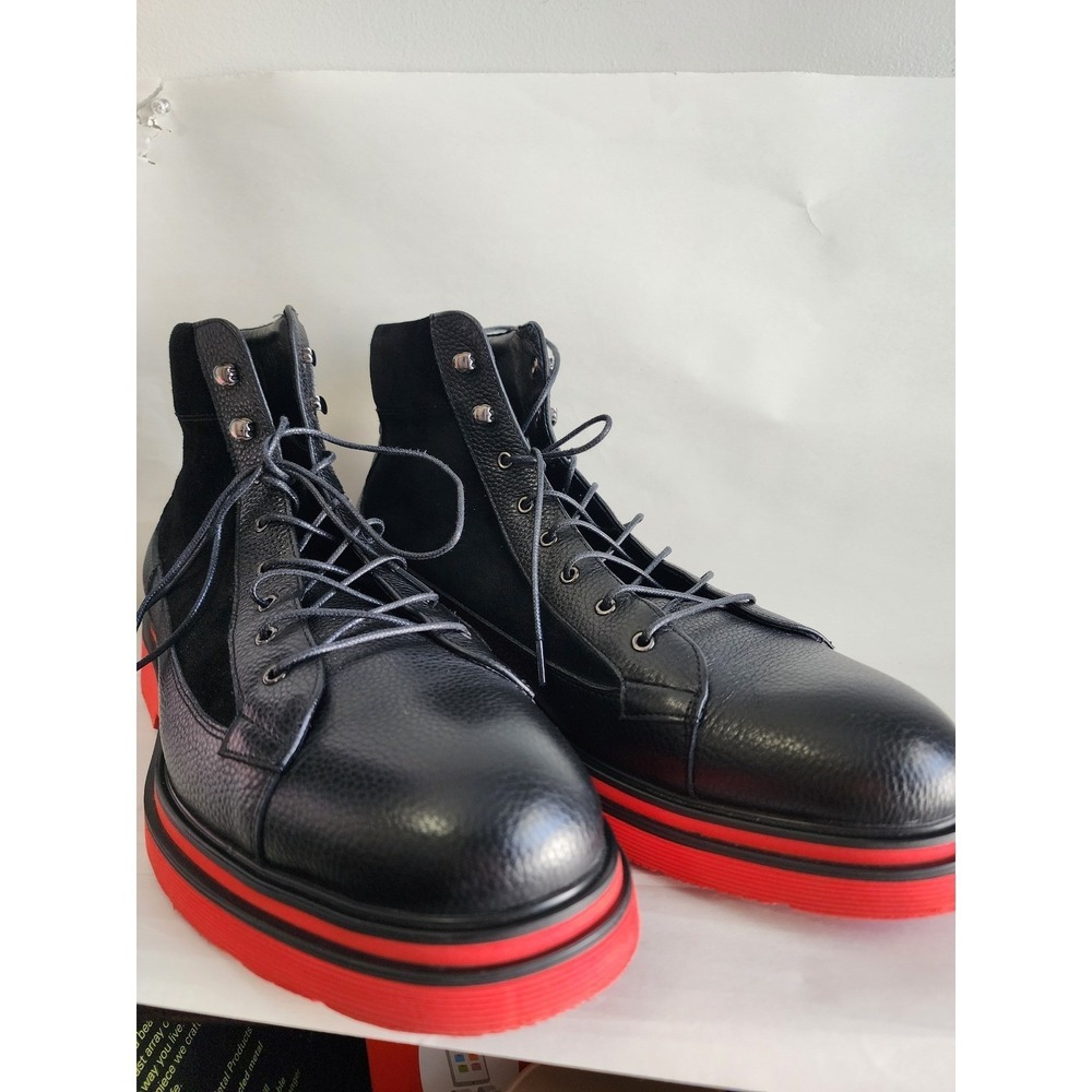Marc Nolan combat boots Size 13 Aiden Black Leather Suede Red Sole Men's